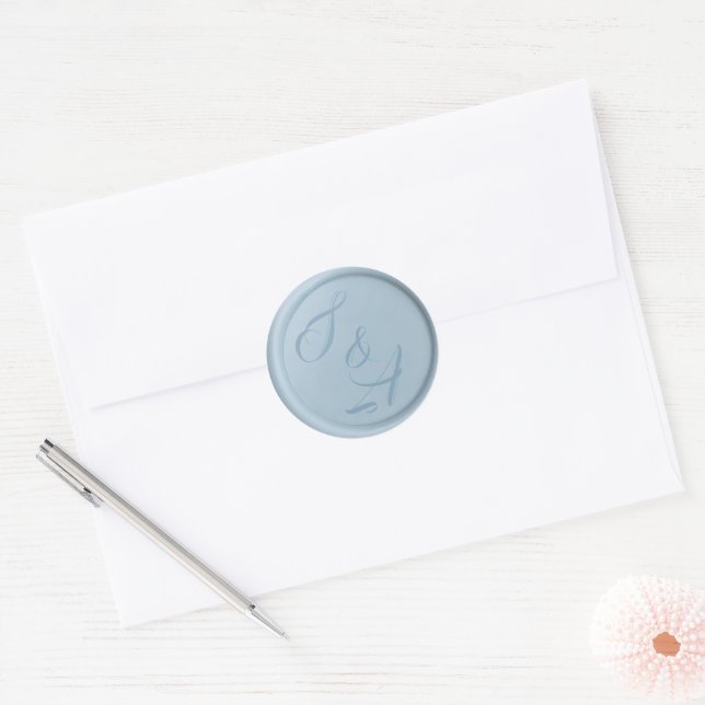 Autocollants de mariage à cire de sceau bleu pouss (Enveloppe)