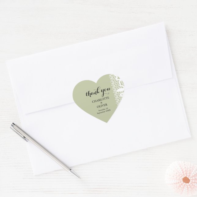 Autocollants de mariage à coeur classique en dente (Enveloppe)