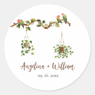 Autocollants de mariage à la verdure botanique tro