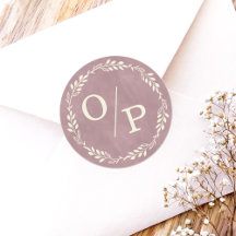 Autocollants de mariage à monogramme rose Cottagec