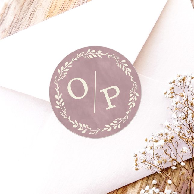 Autocollants de mariage à monogramme rose Cottagec (Say "I DO" to Romantic Watercolor Florals and a Cottagecore Vibe with the Ophelia Wedding Suite.)