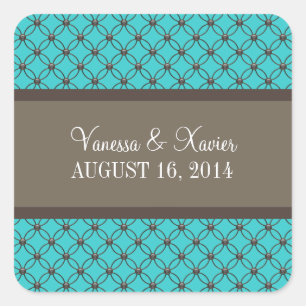 Autocollants de mariage Aqua Fancy Lattice