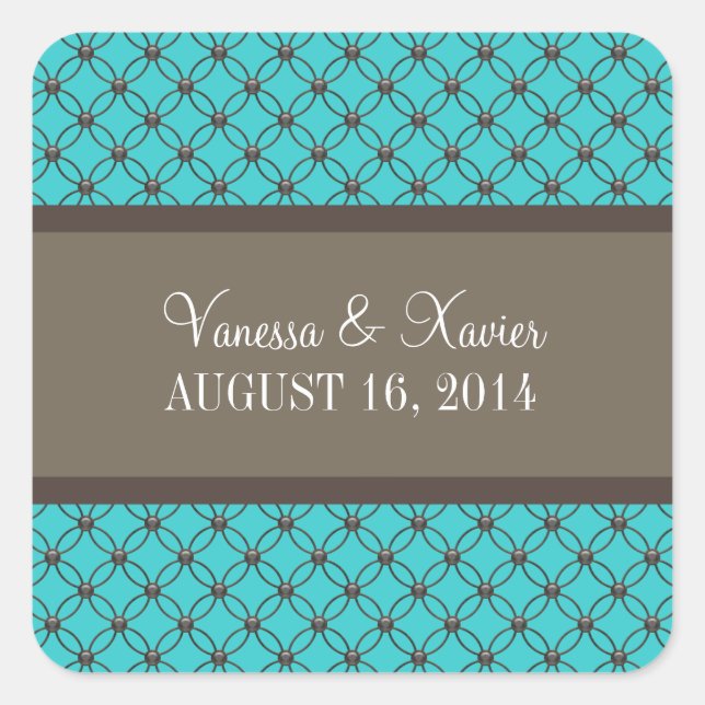 Autocollants de mariage Aqua Fancy Lattice (Devant)