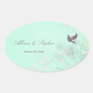 Autocollants de mariage Aqua, rose + gris à ressor