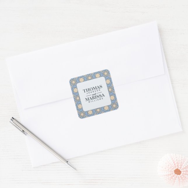 Autocollants de mariage Art Déco bleu poussiéreux  (Enveloppe)