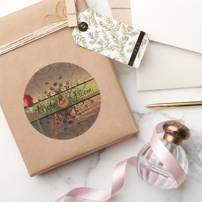 Autocollants de mariage au coucher de soleil éléga (Cadeaux)
