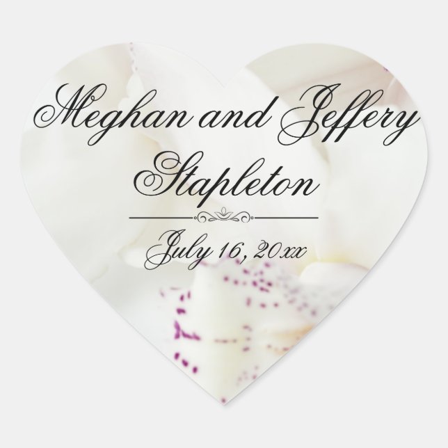 Autocollants de mariage blanc floral personnalisés (Devant)