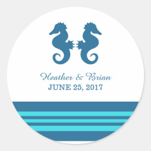 Autocollants de mariage bleu turquoise marine