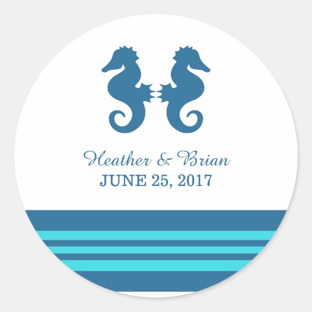 Autocollants de mariage bleu turquoise marine (Devant)