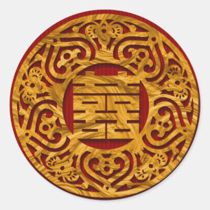 Autocollants de mariage chinois or double bonheur