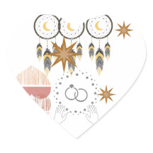 Autocollants de mariage coeur Dreamcatcher Bohème