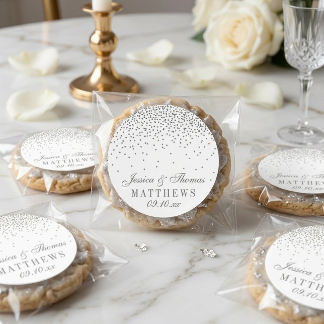 Autocollants de mariage confettis argentés Glamour (Créateur téléchargé)