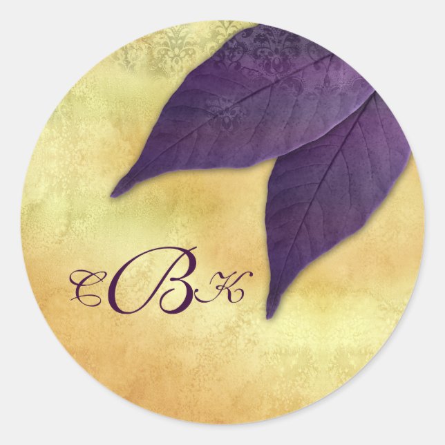 Autocollants de mariage d'automne Vintages Feuille (Devant)