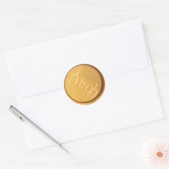 Autocollants de mariage de cire d'or Monogram pers (Enveloppe)