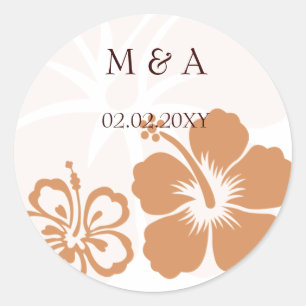 autocollants de mariage d'hibiscus orange