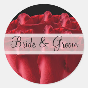 Autocollants de mariage Élégantes Roses Rouges