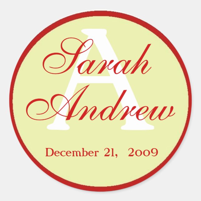 Autocollants de mariage élégants personnalisés 2 (Devant)