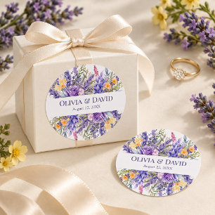 Autocollants de mariage Fleur sauvage jaune lavand