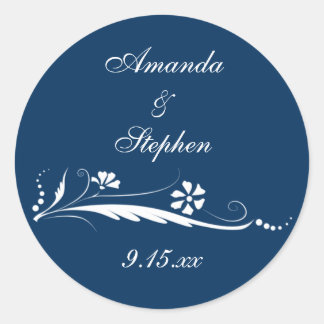 Autocollants de mariage floral bleu marine personn