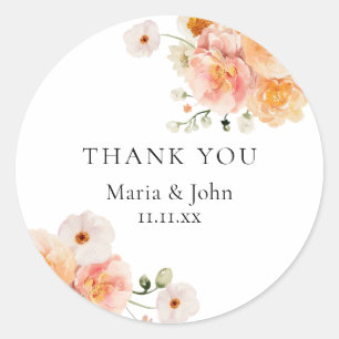 Autocollants de mariage floraux Boho Peach & Blush