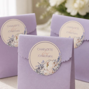 Autocollants de mariage floraux couleur pêche