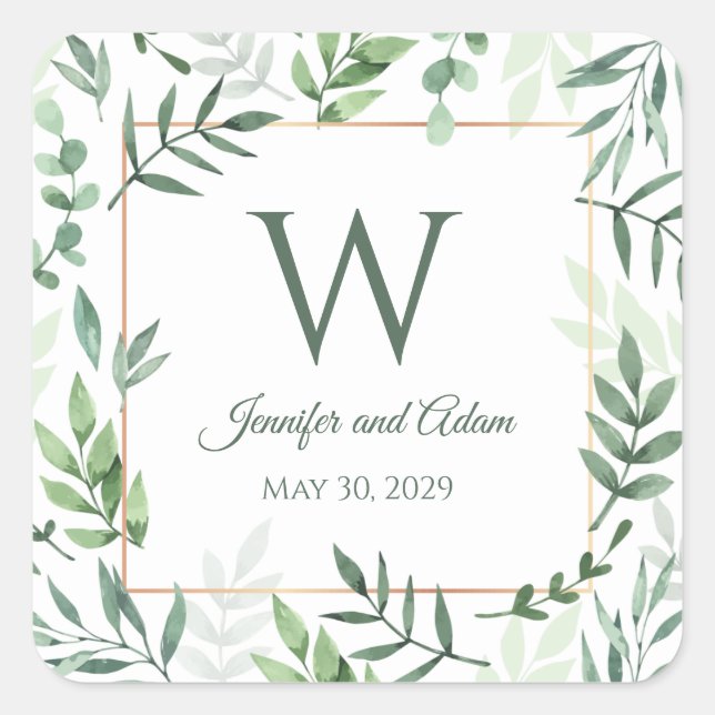 Autocollants de mariage initiaux de jardin de feui (Devant)