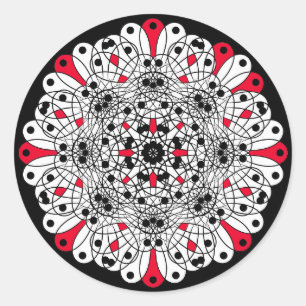 Autocollants de mariage Mandala rouge, noir et bla