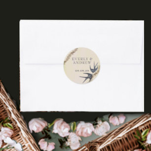 Autocollants de mariage Navy Oiseaux d'amour Vinta