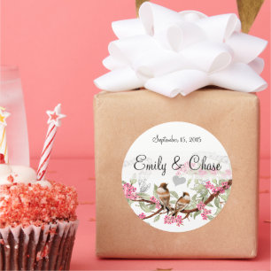 Autocollants de mariage Oiseaux Amoureux Vintage R
