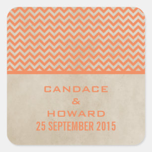 Autocollants de mariage Orange Chic Chevron