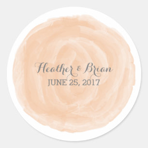 Autocollants de mariage orange d'aquarelle ronde