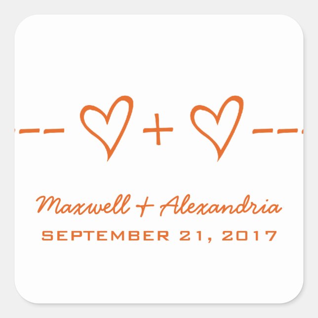 Autocollants de mariage Orange Heart Equation (Devant)