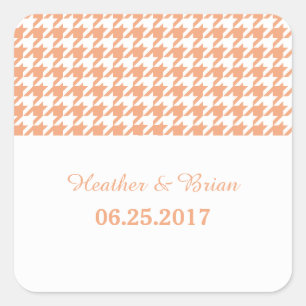 Autocollants de mariage Orange Houndstooth