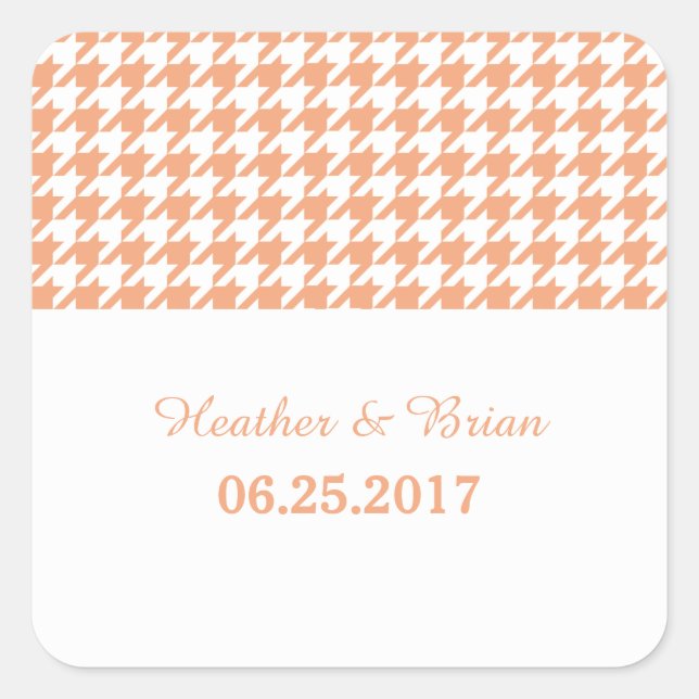 Autocollants de mariage Orange Houndstooth (Devant)