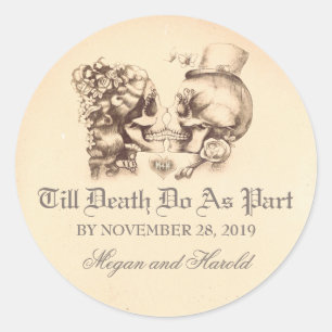 Autocollants de mariage pour couple de crânes