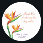 Autocollants de mariage tropical Bird of Paradise<br><div class="desc">Autocollants de mariage tropical Bird of Paradise. Personnalisez avec n'importe quel texte. La couleur de l'autocollant peut être modifiée. Articles assortis disponibles.</div>