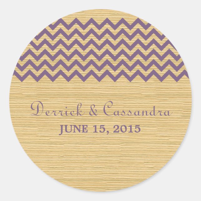 Autocollants de mariage violet rustique Chevron (Devant)