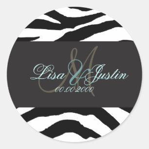 Autocollants de mariage Zebra monogram