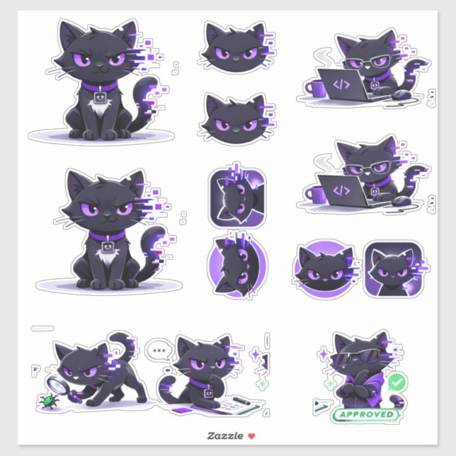 Autocollants de mascotte de chat (Feuille)