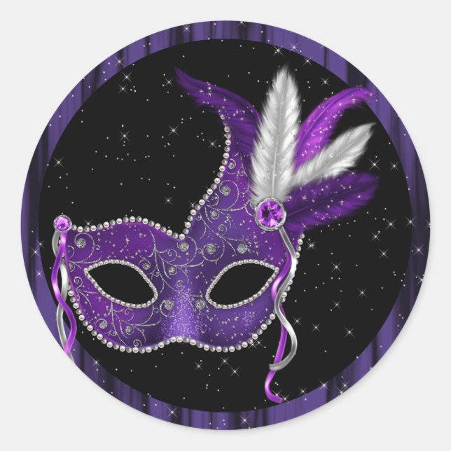 Autocollants de masquerade élégants noirs et viole (Devant)
