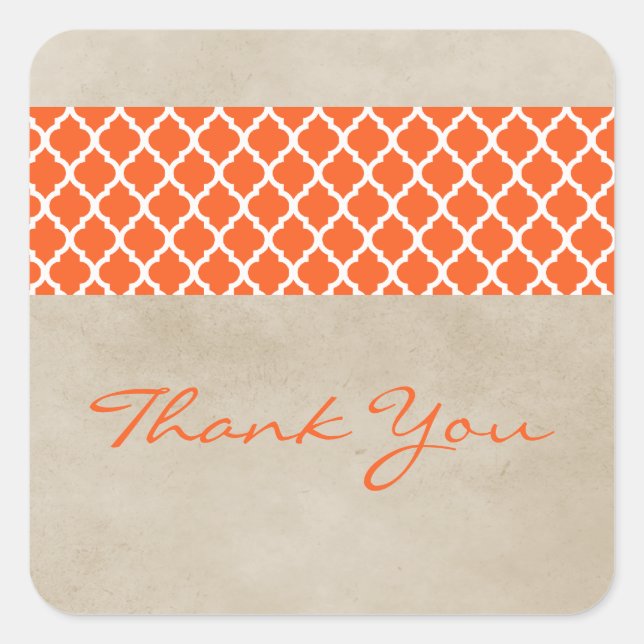 Autocollants de Merci de Quatrefoil Rustique Orang (Devant)