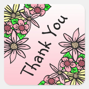 Autocollants de Merci rose floral