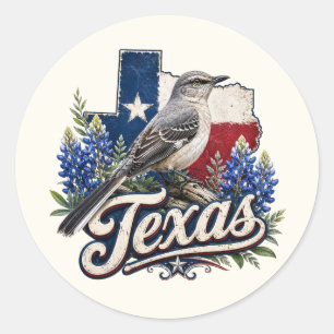 Autocollants de merle texan avec fleurs de bleuets