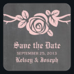 Autocollants de mise en garde Rose Rose Chalkboard<br><div class="desc">Jolies et douces autocollants de mise en garde Rose Chalkboard en rose clair avec une seule rose charmante sur une vigne sur un fond de tableau noir. Ce design élégant est parfait pour annoncer votre mariage de printemps ou d'été. Facile à personnaliser, il suffit d'ajouter vos informations de mariage dans...</div>