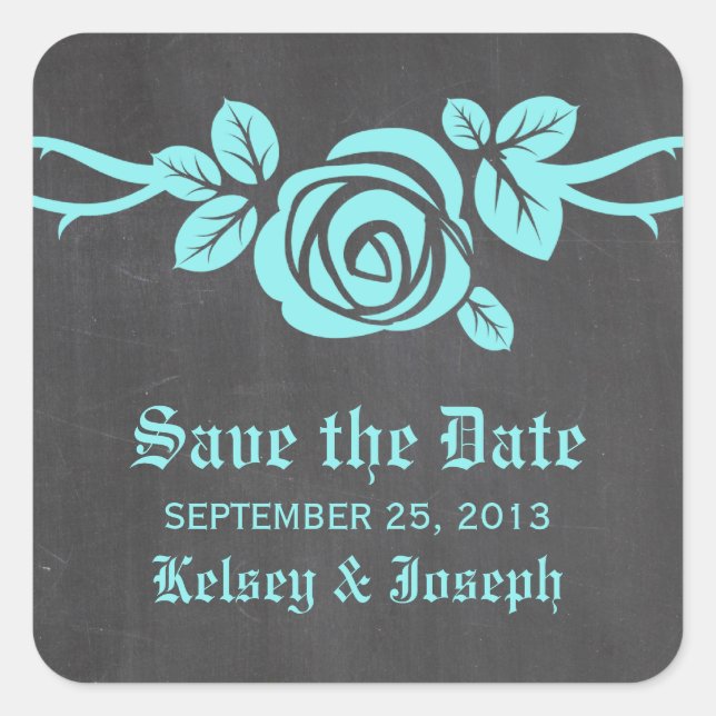 Autocollants de mise en vente Aqua Rose Chalkboard (Devant)
