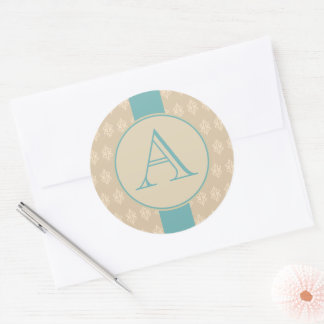 Autocollants de monogramme en dentelle antique