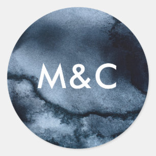 Autocollants de monogramme mariage noir encre