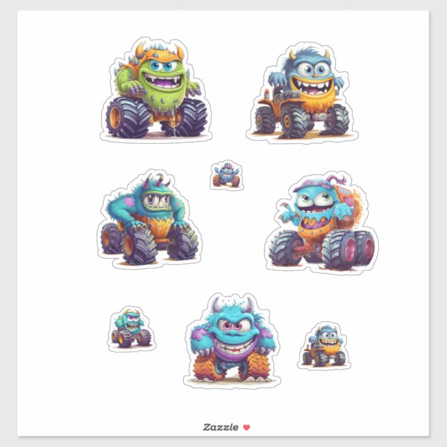 Autocollants de Monster Truck Vibrants (Feuille)