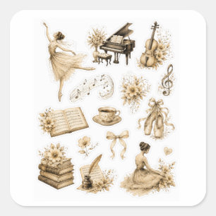 Autocollants de musique de ballet vintage