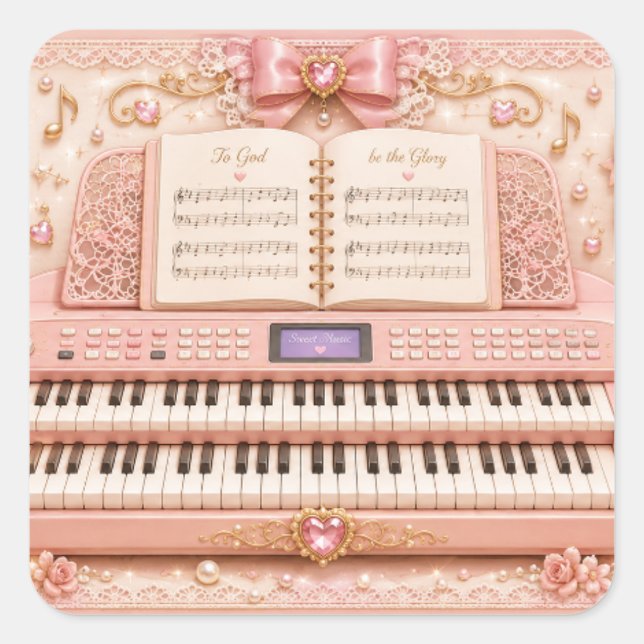 Autocollants de musique d'orgue électronique rose (Devant)